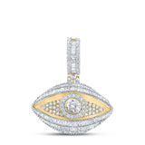 10kt Yellow Gold Mens Baguette Diamond Eye Charm Pendant 3 Cttw