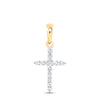 10kt Yellow Gold Womens Round Diamond Cross Pendant 1/6 Cttw