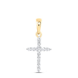 10kt Yellow Gold Womens Round Diamond Cross Pendant 1/6 Cttw