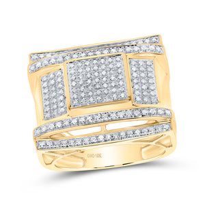 10kt Yellow Gold Mens Round Diamond Square Cluster Ring 1/2 Cttw