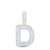 10kt Yellow Gold Mens Baguette Diamond D Initial Letter Pendant 1/2 Cttw