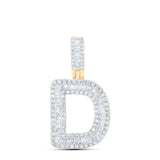 10kt Yellow Gold Mens Baguette Diamond D Initial Letter Pendant 1/2 Cttw