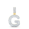 10kt Yellow Gold Mens Baguette Diamond G Initial Letter Pendant 1/2 Cttw