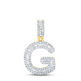 10kt Yellow Gold Mens Baguette Diamond G Initial Letter Pendant 1/2 Cttw