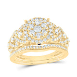 14kt Yellow Gold Round Diamond Bridal Wedding Ring Band Set 1 Cttw