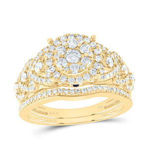 14kt Yellow Gold Round Diamond Bridal Wedding Ring Band Set 1 Cttw