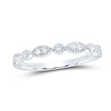 14kt White Gold Womens Round Diamond Classic Stackable Band Ring 1/10 Cttw