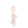 10kt Rose Gold Womens Round Diamond N Initial Letter Pendant 1/6 Cttw