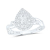 10kt White Gold Pear Diamond Halo Bridal Wedding Engagement Ring 1 Cttw