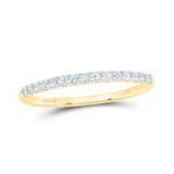 14kt Yellow Gold Womens Round Diamond Wedding Single Row Band 1/6 Cttw