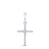 10kt White Gold Womens Round Diamond Cross Pendant 1/12 Cttw