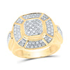 10kt Yellow Gold Mens Round Diamond Circle Cluster Ring 1/2 Cttw