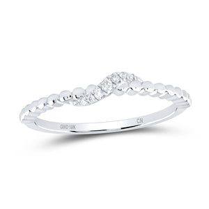 10kt White Gold Womens Round Diamond Crossover Stackable Band Ring 1/20 Cttw