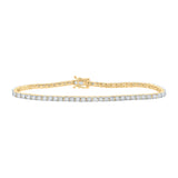 10kt Yellow Gold Womens Round Diamond Classic Tennis Bracelet 1 Cttw