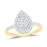 10kt Yellow Gold Womens Round Diamond Teardrop Ring 1/2 Cttw