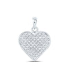 Sterling Silver Womens Round Diamond Heart Pendant 1/4 Cttw