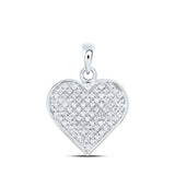 Sterling Silver Womens Round Diamond Heart Pendant 1/4 Cttw