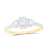 10kt Yellow Gold Emerald Diamond 3-stone Bridal Wedding Engagement Ring 1/2 Cttw