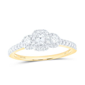 10kt Yellow Gold Emerald Diamond 3-stone Bridal Wedding Engagement Ring 1/2 Cttw