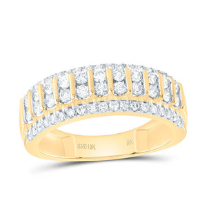 10kt Yellow Gold Mens Round Diamond Band Ring 1 Cttw