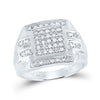 10kt White Gold Mens Round Diamond Square Cluster Ring 1/3 Cttw