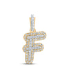 10kt Yellow Gold Womens Round Diamond F Initial Letter Pendant 1/6 Cttw