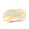 10kt Yellow Gold Mens Round Diamond Diagonal Double Row Band Ring 1/4 Cttw