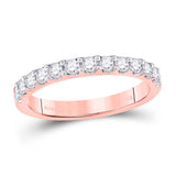 14kt Rose Gold Womens Round Diamond Wedding Single Row Band 1/2 Cttw