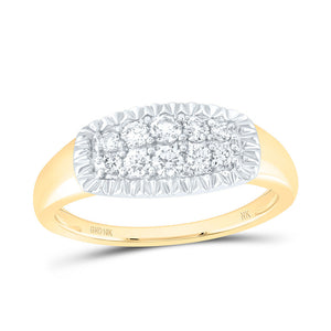 10kt Yellow Gold Mens Round Diamond Fluted Band Ring 1/2 Cttw