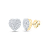 10kt Yellow Gold Womens Round Diamond Heart Earrings 1/6 Cttw