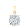 10kt Yellow Gold Womens Round Diamond Cluster Pendant 1/2 Cttw
