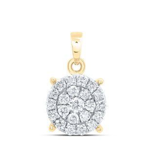 10kt Yellow Gold Womens Round Diamond Cluster Pendant 1/2 Cttw