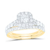 14kt Yellow Gold Round Diamond Bridal Wedding Ring Band Set 1-1/2 Cttw