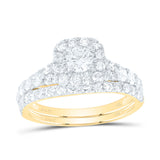 14kt Yellow Gold Round Diamond Bridal Wedding Ring Band Set 1-1/2 Cttw