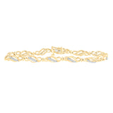 10kt Yellow Gold Womens Round Diamond Fashion Link Bracelet 1/3 Cttw