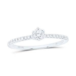 14kt White Gold Round Diamond Solitaire Bridal Wedding Engagement Ring 1/3 Cttw
