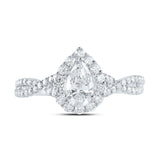 14kt White Gold Pear Diamond Solitaire Bridal Wedding Engagement Ring 1 Cttw