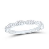 14kt White Gold Womens Round Diamond Twist Stackable Band Ring 1/4 Cttw