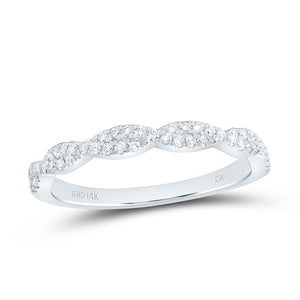 14kt White Gold Womens Round Diamond Twist Stackable Band Ring 1/4 Cttw