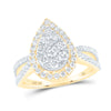 10kt Yellow Gold Round Diamond Teardrop Bridal Wedding Engagement Ring 1 Cttw