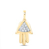 10kt Yellow Gold Womens Round Diamond Hamsa Fashion Pendant 1/20 Cttw