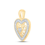 10kt Yellow Gold Womens Round Diamond Heart Pendant 1/8 Cttw