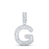 10kt White Gold Mens Baguette Diamond G Initial Letter Pendant 1/2 Cttw