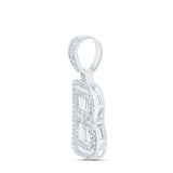 10kt White Gold Mens Baguette Diamond B Initial Letter Pendant 5/8 Cttw