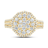 14kt Yellow Gold Womens Round Diamond Halo Flower Cluster Ring 7/8 Cttw
