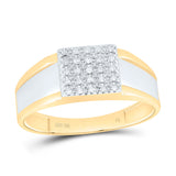 10kt Two-tone Gold Mens Round Diamond Square Ring 1/8 Cttw