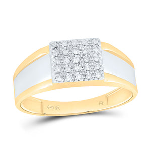 10kt Two-tone Gold Mens Round Diamond Square Ring 1/8 Cttw