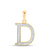 10kt Yellow Gold Womens Round Diamond Initial D Letter Pendant 1/12 Cttw