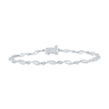 10kt White Gold Womens Round Diamond Fashion Bracelet 1/4 Cttw