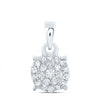 10kt White Gold Womens Round Diamond Cluster Pendant 1/6 Cttw